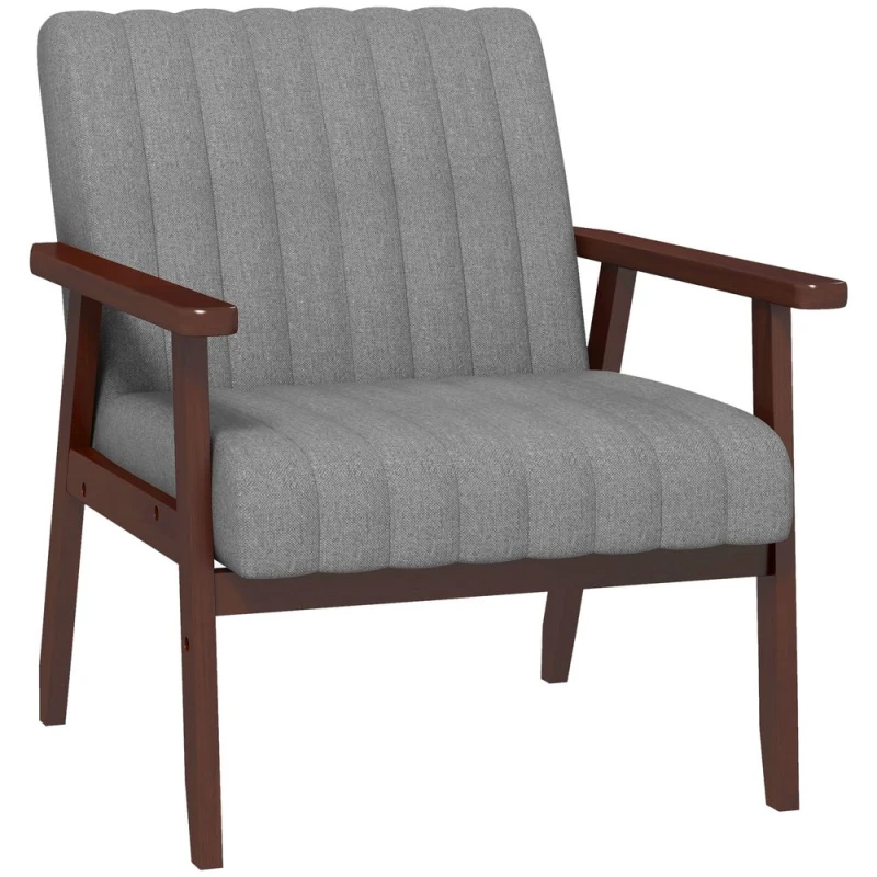 Image of HOMCOM Modern Accent Chair Upholstered Armchair for Bedroom Living Room Grey TJ Hughes 5056725375867