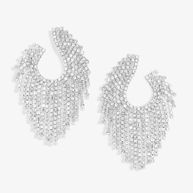 Image of Jon Richard Crystal Open Statement Earrings Silver