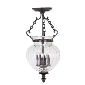 Image of 3 Light Small Ceiling Lantern Pendant Old Bronze, E14