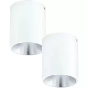 Image of 2 PACK Wall / Ceiling Light White & Silver Round Downlight 3.3W LED