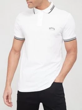 image of Hugo Boss Athleisure Paul Stretch Pique Curved Logo Polo Shirt White Size L Men