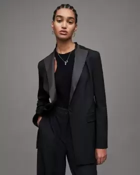 image of AllSaints Sofia Satin Contrast Blazer