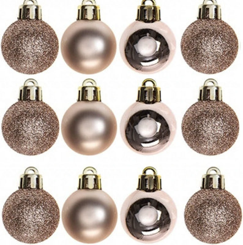 Image of Shatchi 30mm/12Pcs Christmas Baubles Shatterproof Rose Gold,Tree Decorations Rose Gold