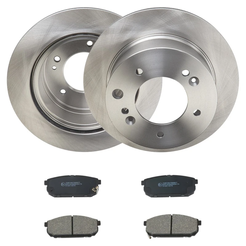 Image of RIDEX 3405B2428 Brake disc and pads set Rear Axle, Brake Disc Type: internally vented, with acoustic wear warning Brake Set,disc brakes (3405)