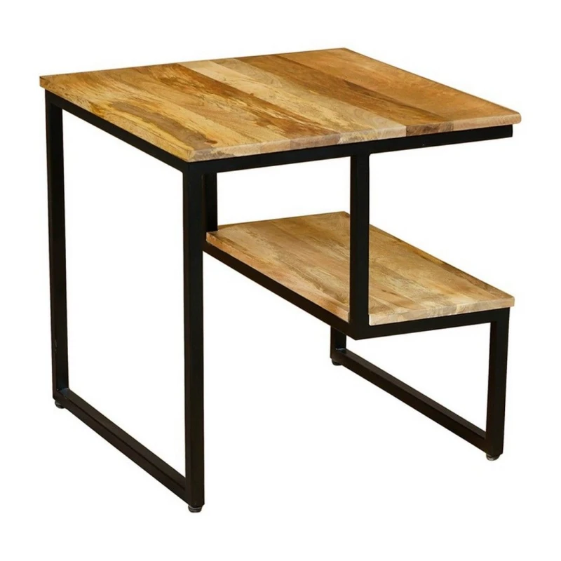 Image of Jaipur Furniture Ltd Ravi Side Table - Mango Light Finish - Mango Wood/Iron - L50 x W50 x H50cm - Light Finish in Brown Brown Unisex