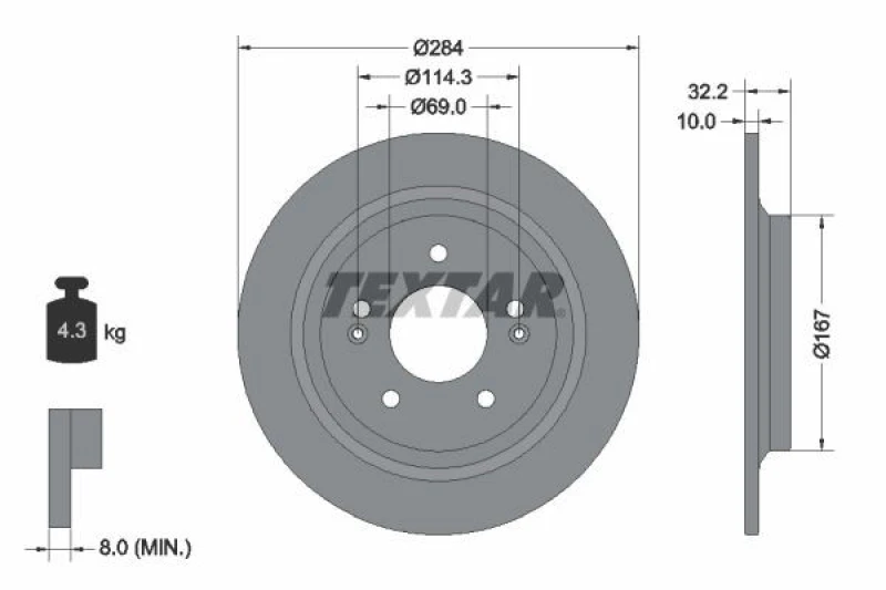 Image of Brake disc TEXTAR 92316303