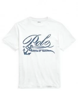 Image of Ralph Lauren Boys Short Sleeve Polo Graphic T-Shirt, White, Size 14-16 Years, L