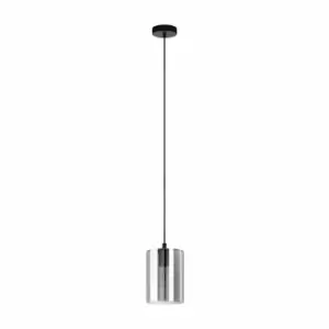 Image of Eglo Smoked Black Glass Single Pendant