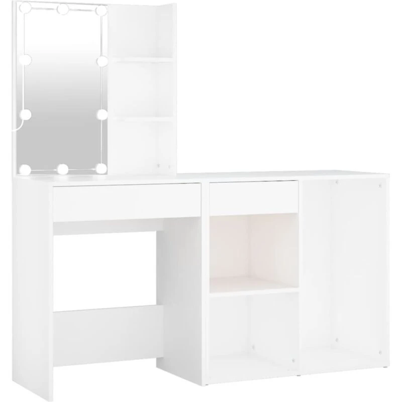 Image of VIDAXL LED Dressing Table with Cabinet White Engineered Wood vidaXL 8720286660850