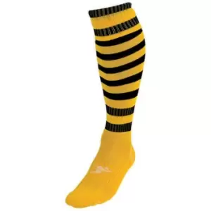 Image of Precision Childrens/Kids Pro Hooped Football Socks (12 UK Child-2 UK) (Gold/Black)