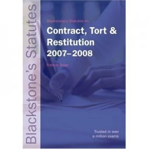 Image of Contract Tort and Restitution 2007-2008 by Francis Rose Paperback