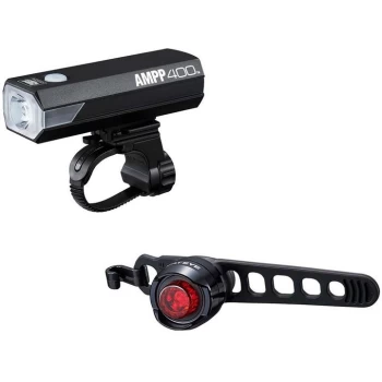 image of Cateye AMPP 400 / ORB Rechargable Light Set - Black