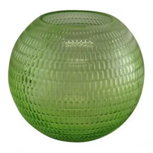 Image of Light Green Embossed Glass Bowl Vase