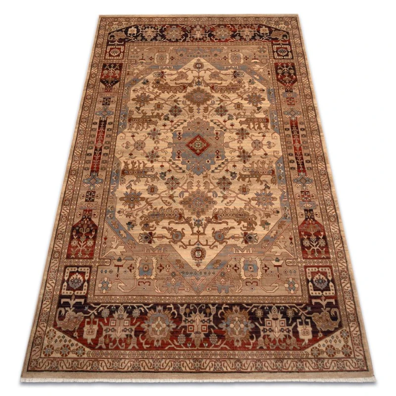 Image of RugsX Carpet Wool Keshan Fringe, Oriental 1255/53525 Beige / Terracotta 80X145 Cm