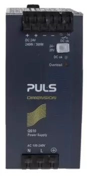 Image of PULS Q DIN Rail Power Supply 100 240V ac Input, 24V dc Output, 10A 240W