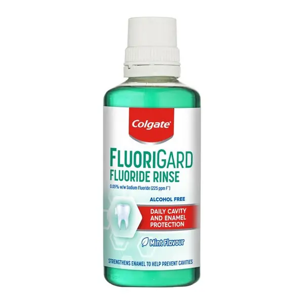 image of Colgate Fluorigard Fluoride Rinse Alcohol Free Mint Flavour Mouthwash 400ml