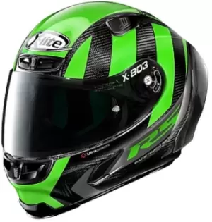 image of X-Lite X-803 RS Ultra Carbon Wheelie Helmet, black-green, Size XL, black-green, Size XL