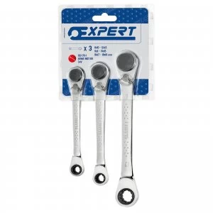 Image of Expert by Facom 3 Piece Ratchet Ring Spanner Set