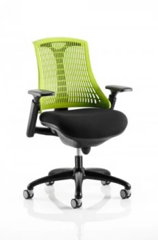 Image of Flex Task Operator Chair Black Frame With Black Fabric Seat Green Back With Arms