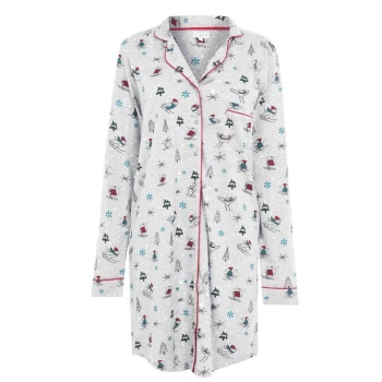Image of Linea Ski Scene Nightshirt - Grey Marl