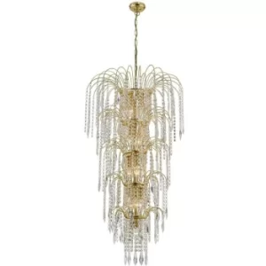 Image of Searchlight Waterfall 13 Light Gold 5 Tier Showerwith Xtal