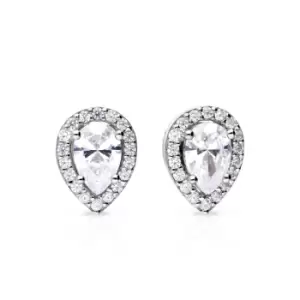 image of Diamonfire Silver Zirconia Teardrop Halo Earrings