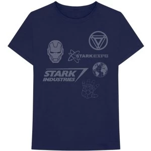 Image of Marvel Comics - Iron Man Stark Expo Mens Large T-Shirt - Navy Blue
