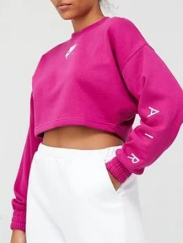 Image of Nike NSW Air Cropped Sweatshirt - Cerise , Cerise, Size L, Women