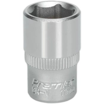 image of Sealey 1/4" Drive Hexagon WallDrive Socket Metric 1/4" 11mm