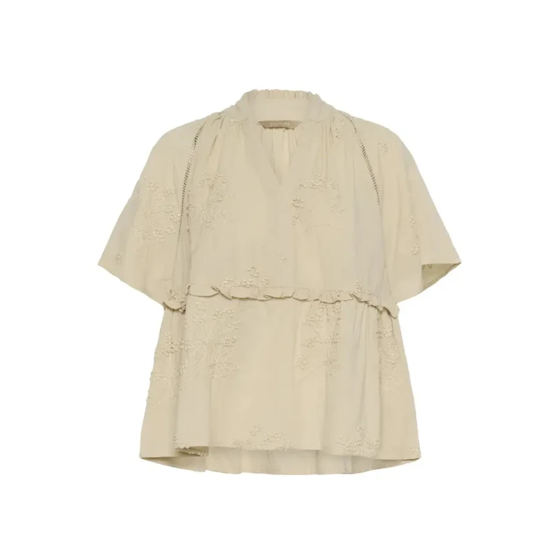 Image of culture Short-sleeved womens blouse CULTURE Jalia Beige Female S