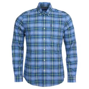 Image of Barbour Mens Highland Check 26 Tailored Shirt Sky Blue XL