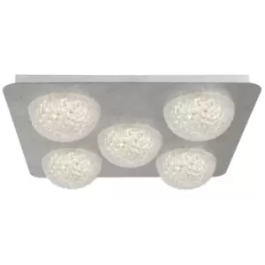 image of Searchlight Celestia 5 Light LED Ceiling Light - Silver Leaf With Clear Acrylic