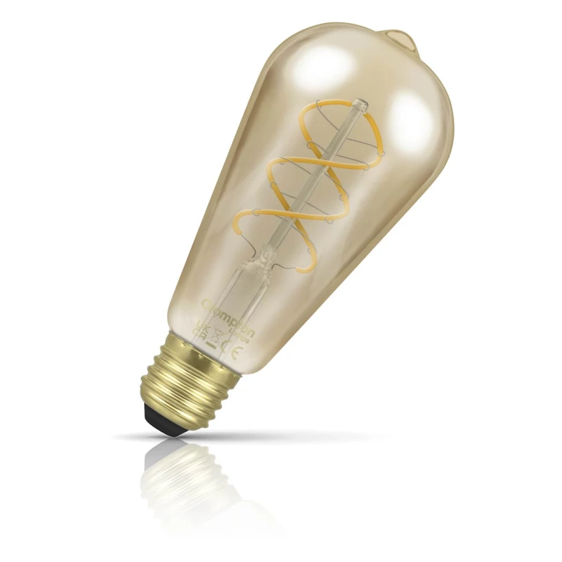 Image of Crompton LED ST64 Light Bulb E27 4.9W Dim Extra Warm White 2200K Squirrel Cage Screw Filament Antique