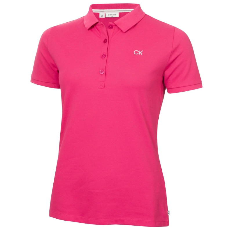 Image of Calvin Klein Golf Womens Short-Sleeve Performance Polo Shirt Hot Pink female 8 (XS)