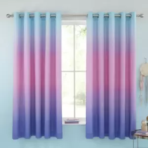 Image of Catherine Lansfield Ombre Rainbow Clouds Eyelet Curtains, Pastel, 66 x 72 Inch