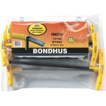 Image of 6-Pce A/F T-handled Ball Driver Set - Bondhus