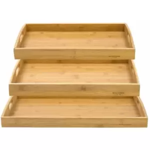 image of Blackmoor - 62669 Set Of 3 Bamboo Serving Trays / Wipe Clean / Trays Fit Together For Easy Storage / Includes Handles