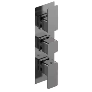 Image of Nuie Windon Triple Thermostatic Valve With Diverter - Brushed Gun Metal