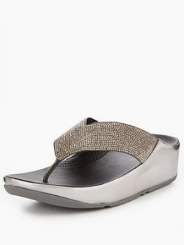 Image of FitFlop Crystall Toe Thong Sandal Pewter Pewter Size 3 Women
