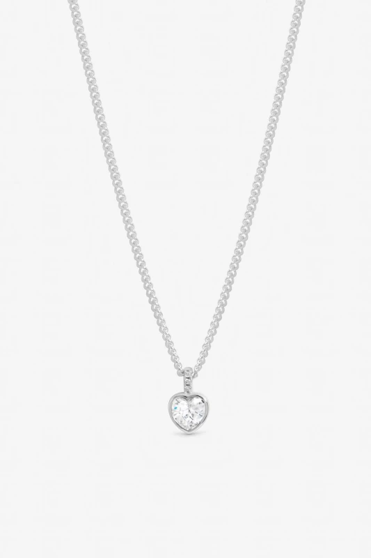 Image of Inicio Womens Sterling Silver Plated Heart Bezel Necklace - Gift Pouch Silver Female One Size