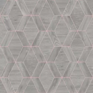 Image of Rasch Geo Grey Wood Effect Smooth Wallpaper