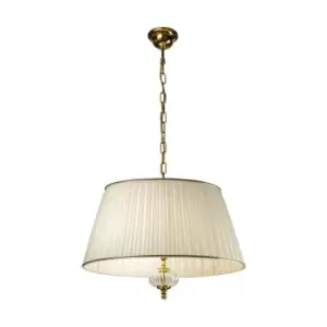 Image of Ascot Classic Fabric Cylindrical Pendant Light Antique Brass, 2x E27