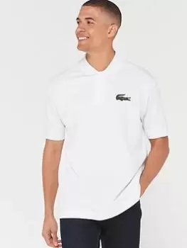 Image of Lacoste Lacoste Large Croc Oversized Polo Shirt - White, Size 2XL, Men