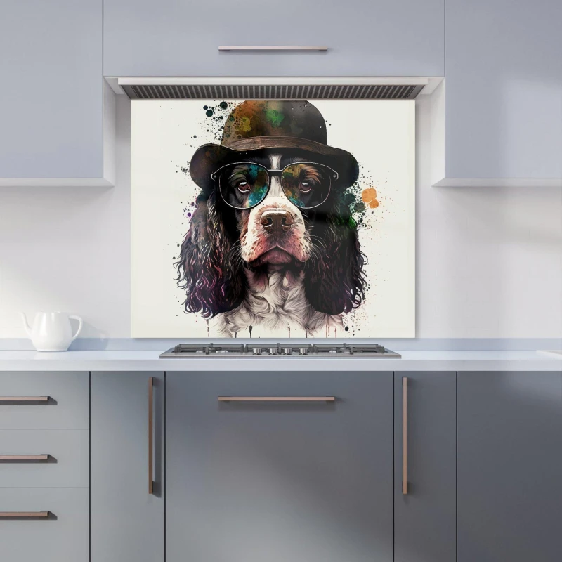 Image of Warren Reed - Designer Springer Spaniel Dog Kitchen Splashback Size: 700mm x 650mm Multicolor Unisex 700mm x 650mm