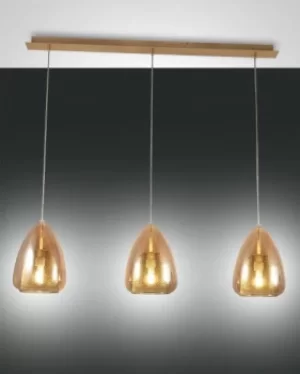 image of Britton Straight Bar Pendant Ceiling Light Amber Glass, E27