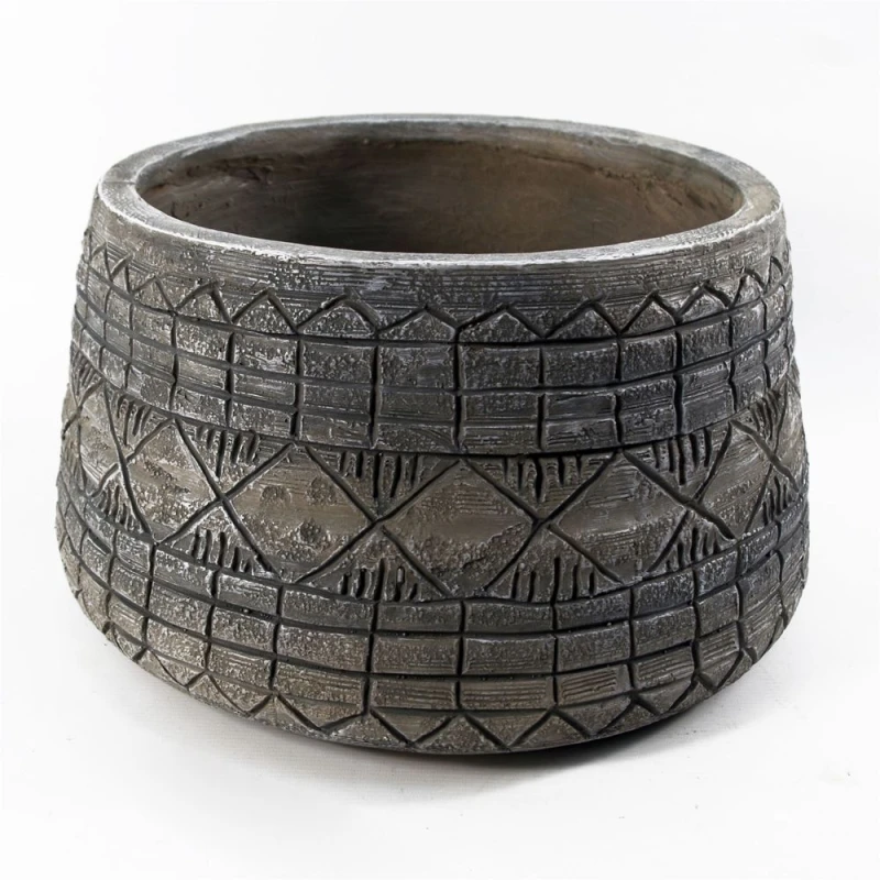 Image of Leaf Large Planters Plant Pots Large Grey Gliese Embossed Planter 22cm x 37cm Botanik Grey