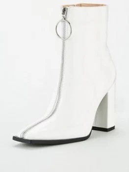 image of Public Desire Payback Ankle Boot - White Patent, White Patent, Size 5, Women