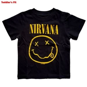 Image of Nirvana - Yellow Smiley Kids 18 Months T-Shirt - Black