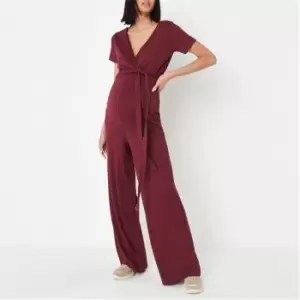 image of Missguided Wrap Maternity Jumpsuit - Red