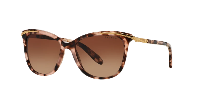 Image of Ralph Lauren RA5203 1463T5 Woman Sunglasses Acetate Pink Brown Cat Eye Polarized Shaded Pink Sunglasses Woman Acetate